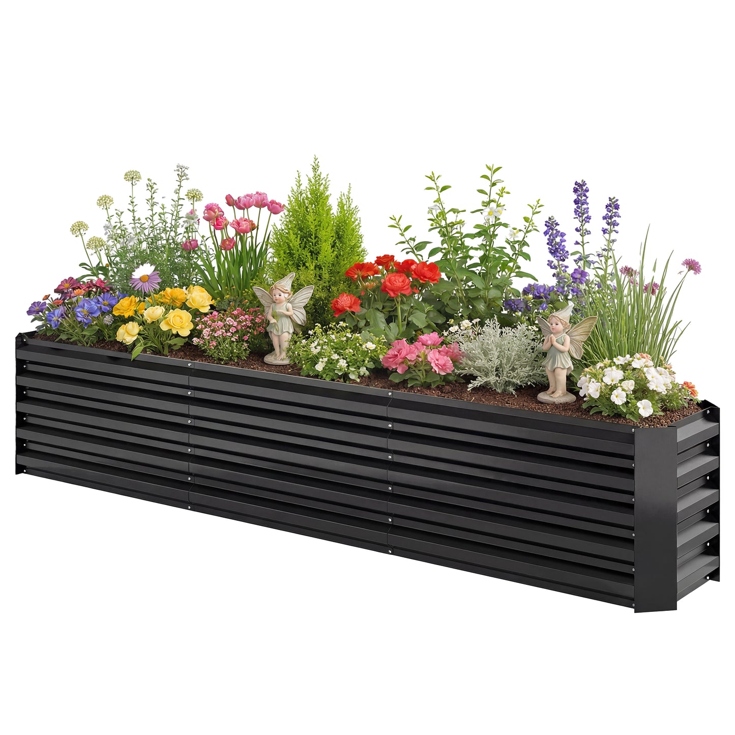 Outsunny Galvanized Raised Garden Bed 240x40x45cm Outdoor Garden