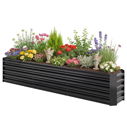 Outsunny Galvanized Raised Garden Bed 240x40x45cm Outdoor Garden