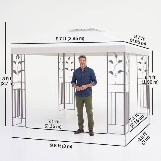 Gazebo de jardin métal toit ventilé double niveau