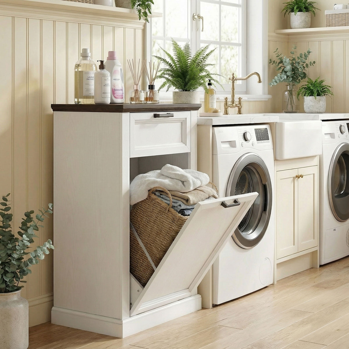 Meuble poubelle basculant 10 gallons — Blanc