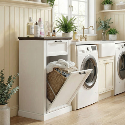 Meuble poubelle basculant 10 gallons — Blanc
