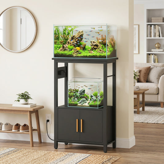 Meuble aquarium avec prises électriques et rangement