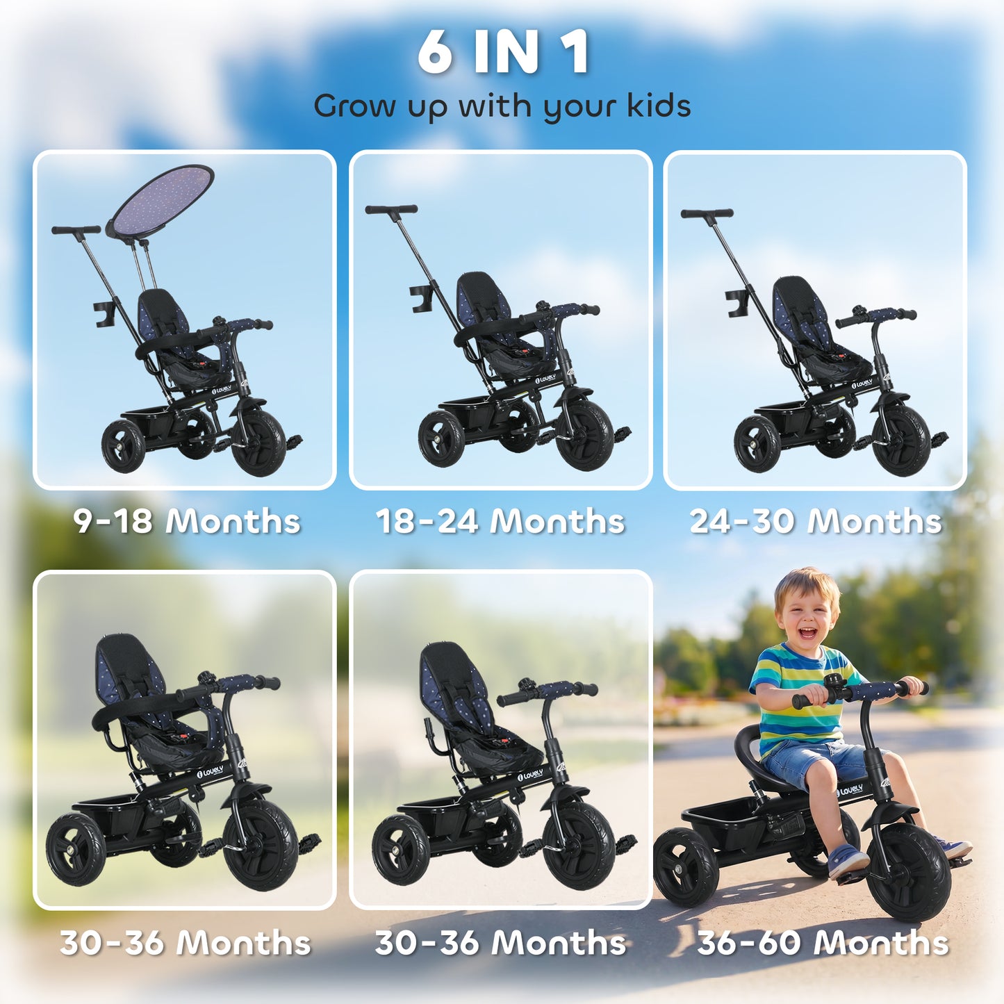 Tricycle évolutif 6-en-1 pour tout-petits