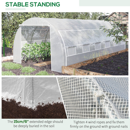  6x3x2m Tunnel Greenhouse with 12 Windows and UV Protection