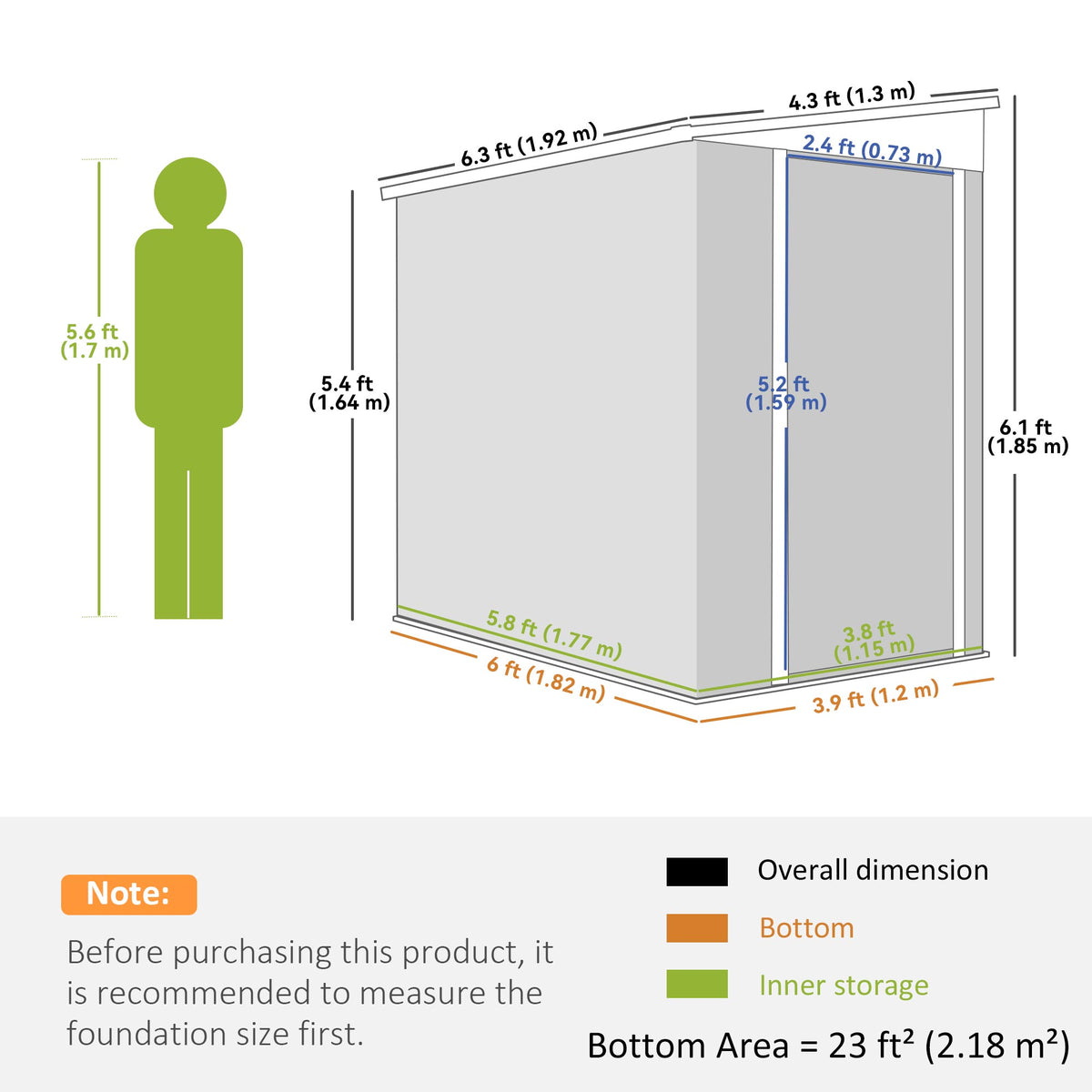 Remise de rangement extérieure verticale à double porte