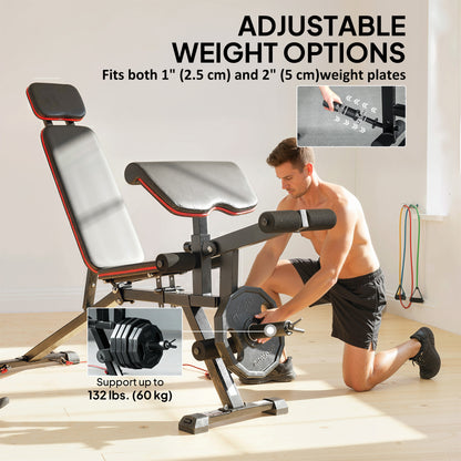 Banc de musculation réglable avec roulettes