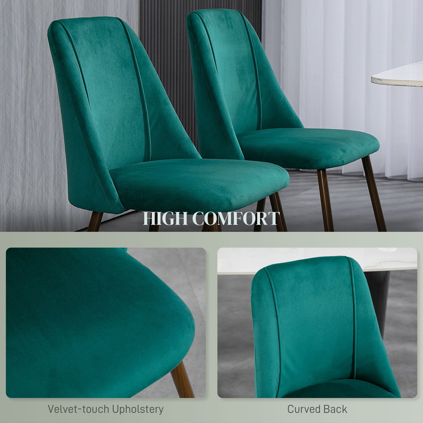 Chaises de salle à manger rembourrées velours ensemble 4