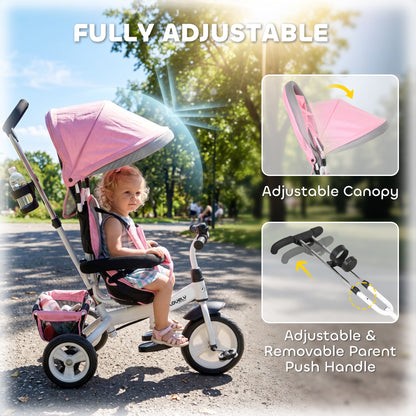Tricycle 6-en-1 pour tout-petits avec panier et harnais