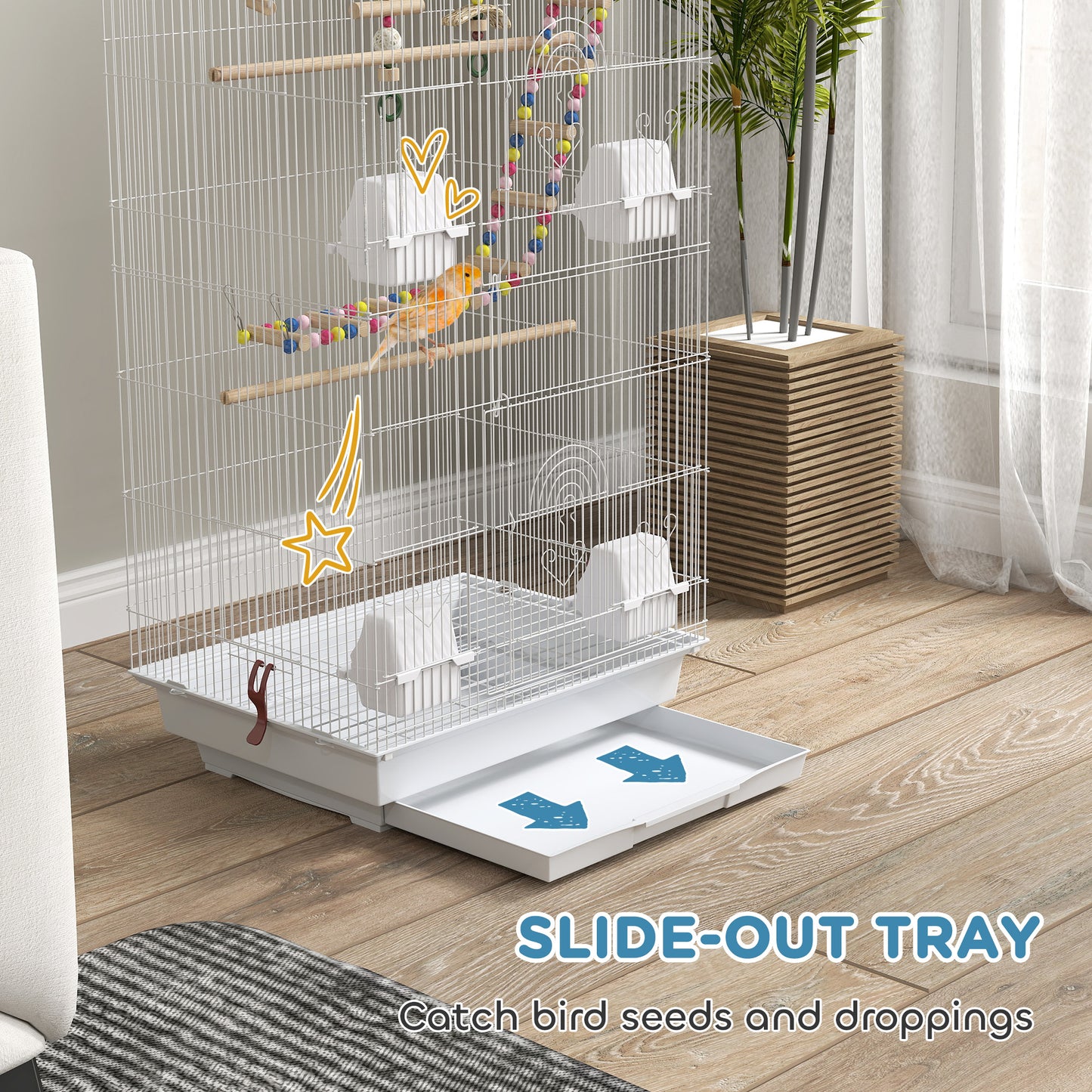 Cage à oiseaux spacieuse avec jouets et accessoires