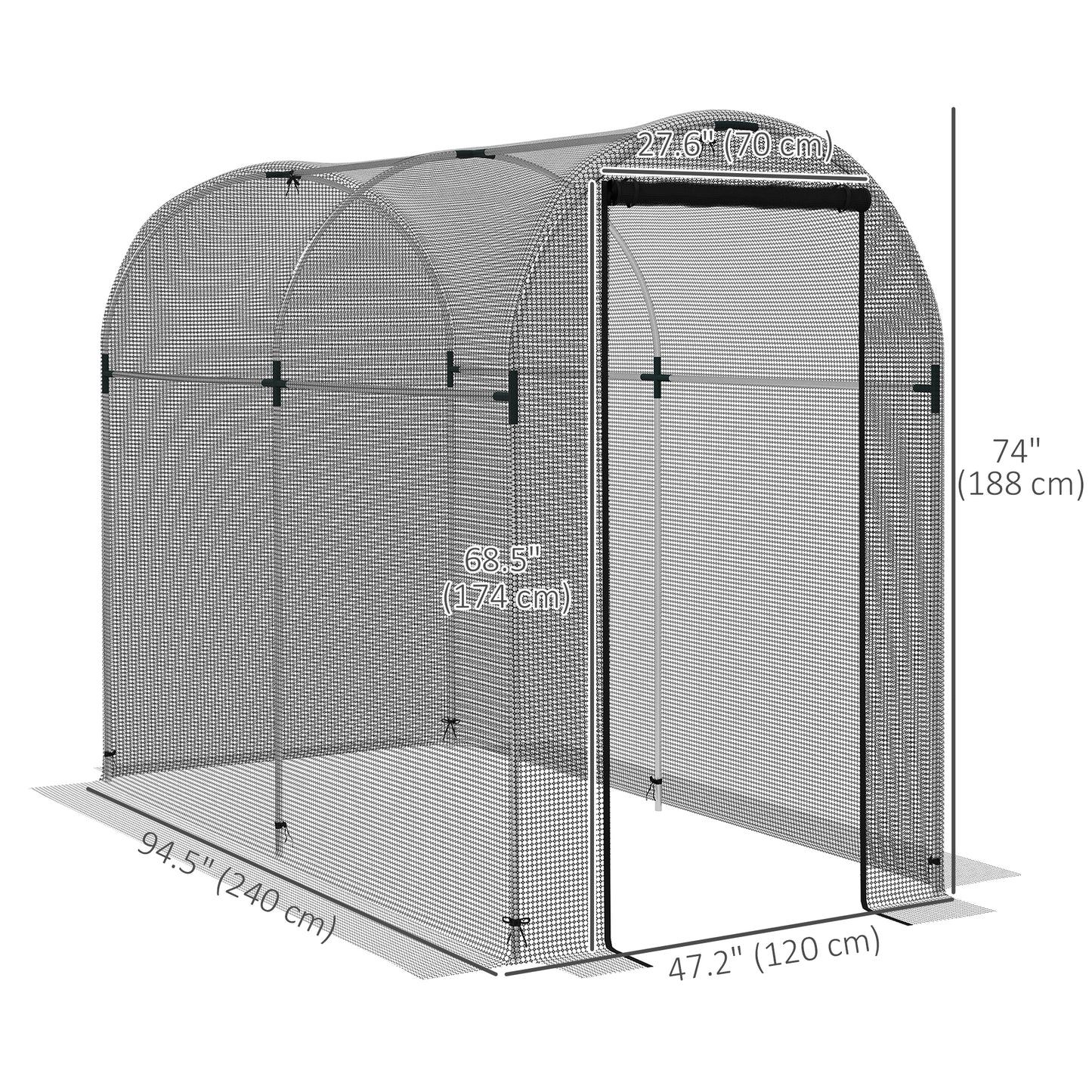 Cage de protection pour cultures avec porte zippée 122 x 244 cm