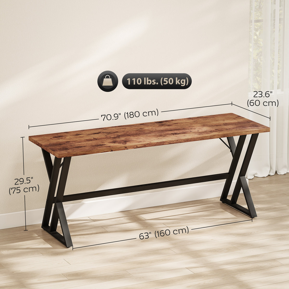 Bureau d'ordinateur industriel style rustique