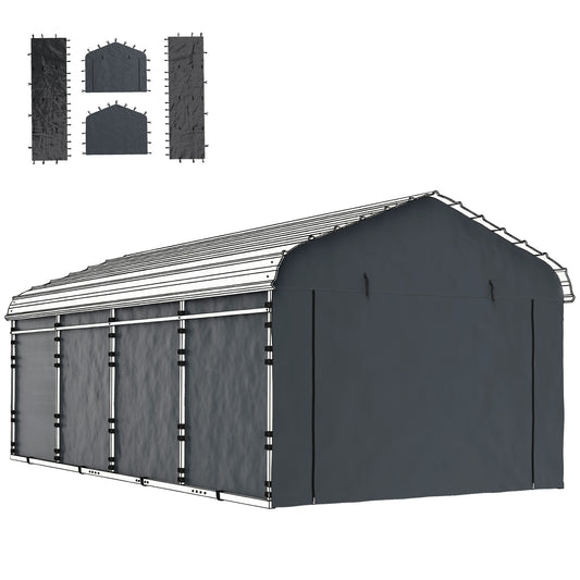 Ensemble de toiles latérales pour carport 3 x 4,6 m