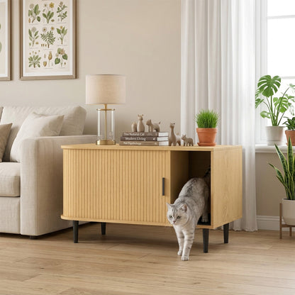 Meuble pour litière de chat coulissant moderne