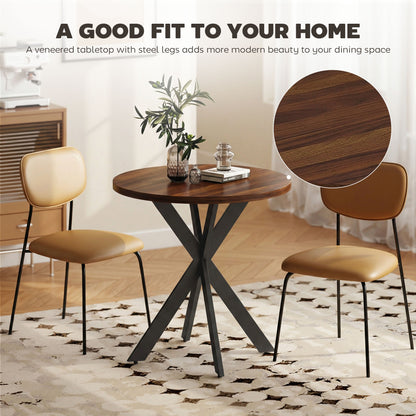 Table à manger ronde contemporaine 74 cm pieds croisés