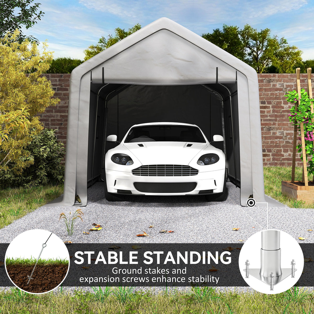 Abri-auto portable 10 x 17 pi porte zippée