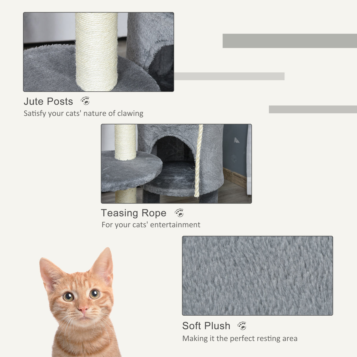 Arbre à chat multiétage avec condo et griffoirs