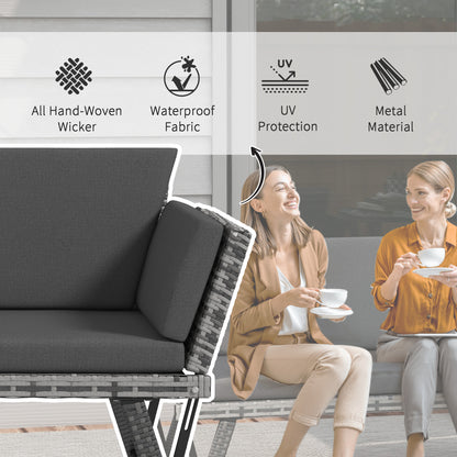 Causeuse convertible en osier pour patio — gris