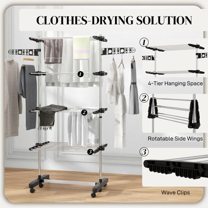 Séchoir à linge pliant en acier inoxydable
