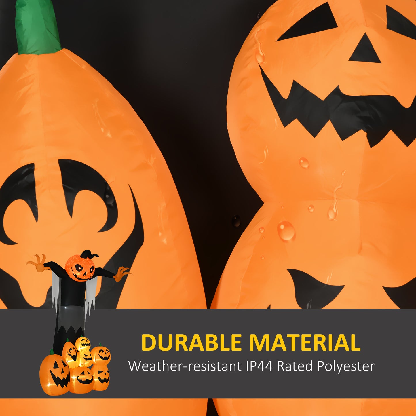 Décoration gonflable Halloween citrouille fantôme LED