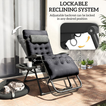 Chaise longue pliante rembourrée avec porte-gobelet