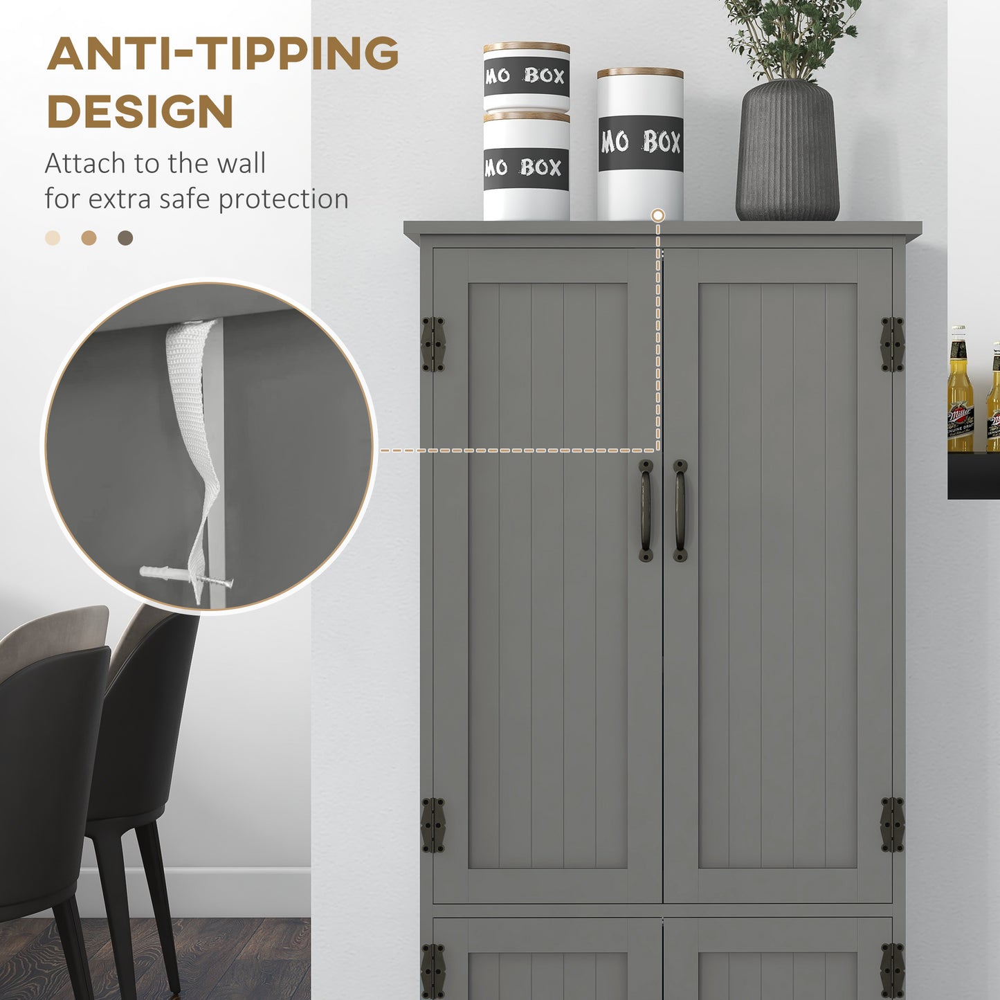Armoire de rangement 4 portes avec tablettes ajustables