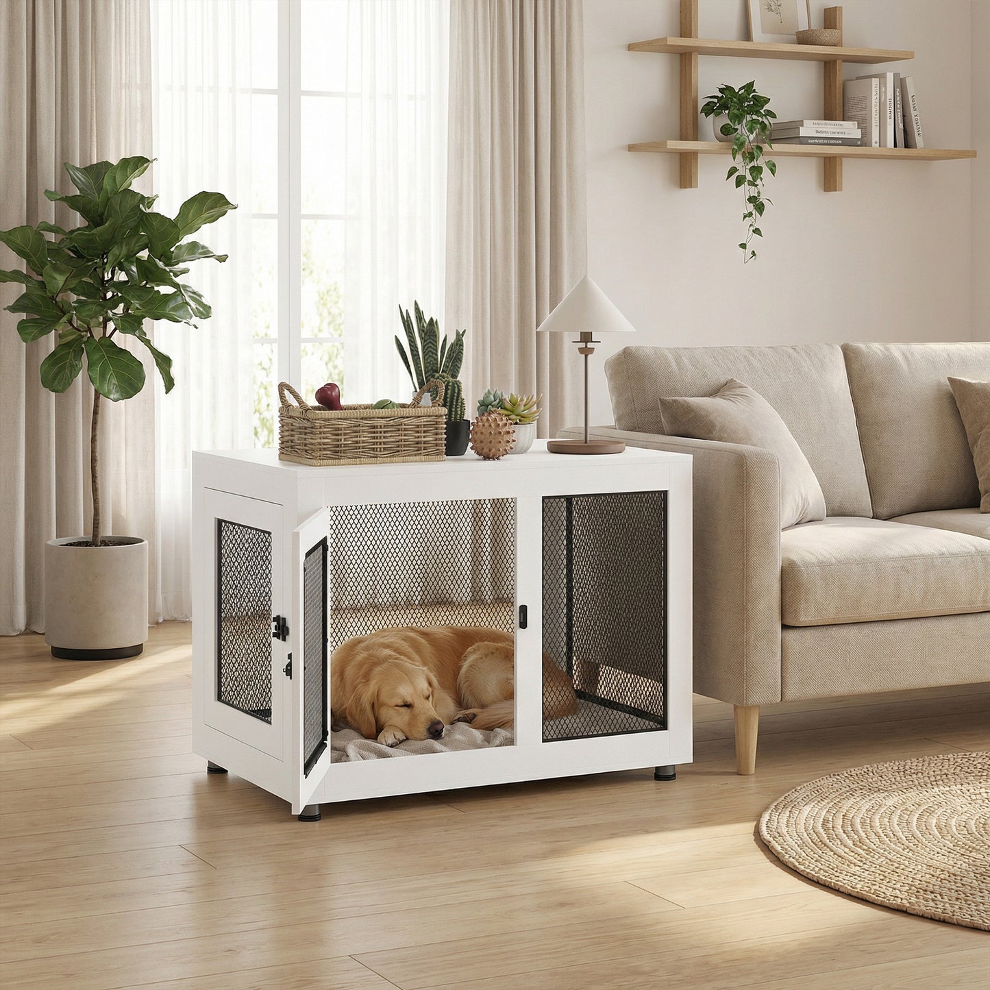 Cage chien table d'appoint coussin résistant à l'eau