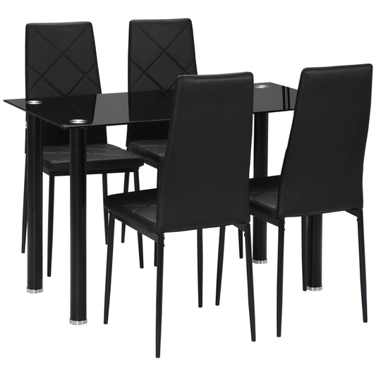 Ensemble table à manger moderne en verre et acier