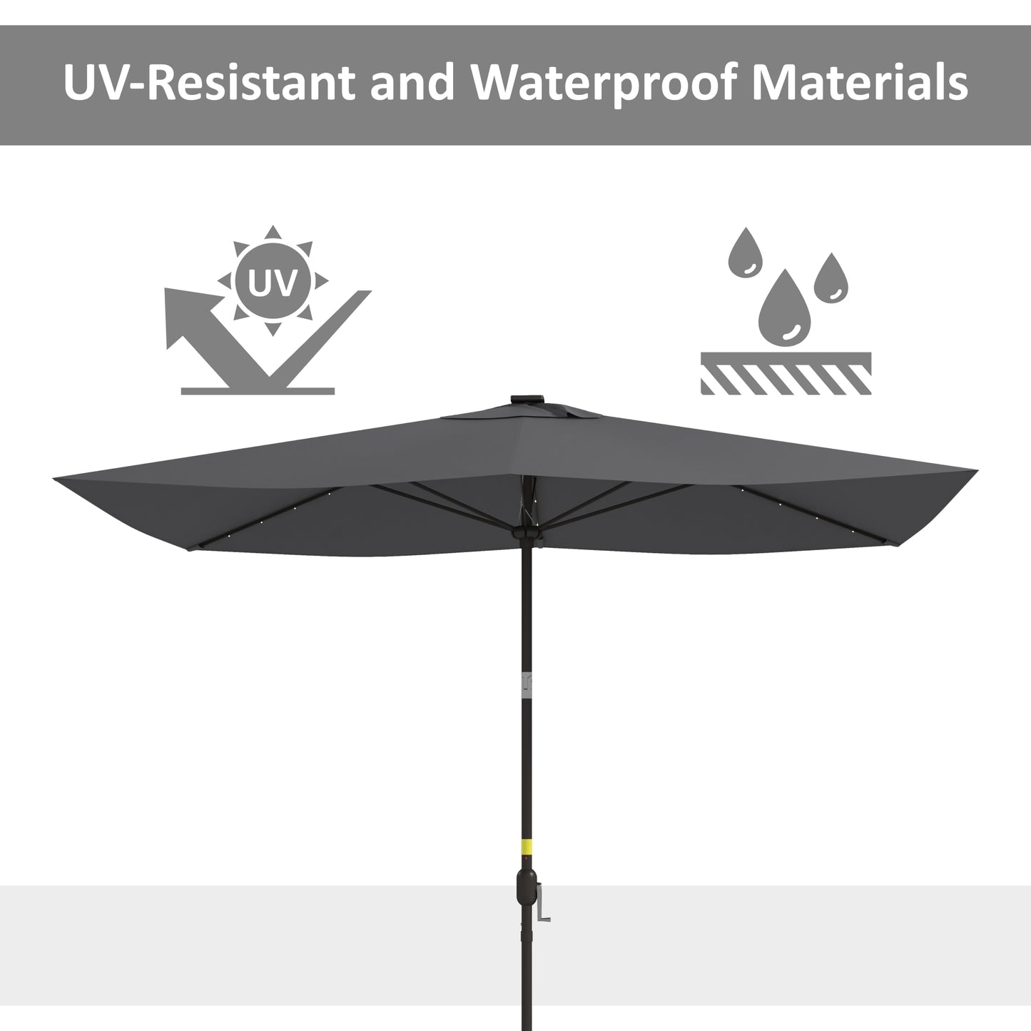 Parasol de patio rectangulaire avec éclairage DEL solaire 195x295cm