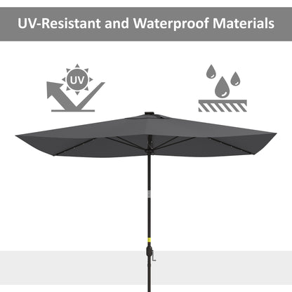 Parasol de patio rectangulaire avec éclairage DEL solaire 195x295cm