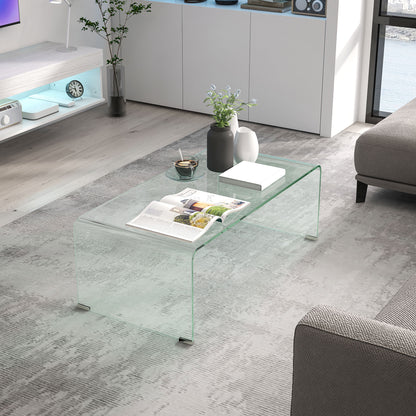 Table basse en verre trempé rectangulaire pour salon