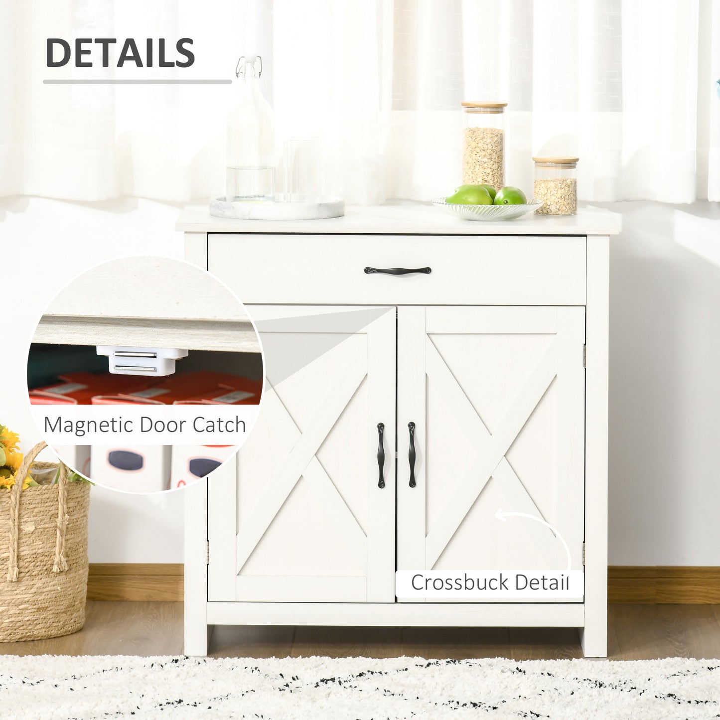 Buffet campagnard avec portes de grange et tiroir