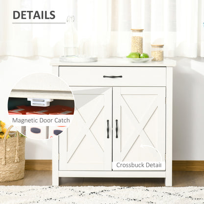 Buffet campagnard avec portes de grange et tiroir