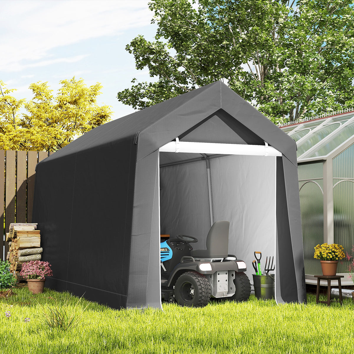 Abri de rangement portable 7x12 pi — Gris foncé