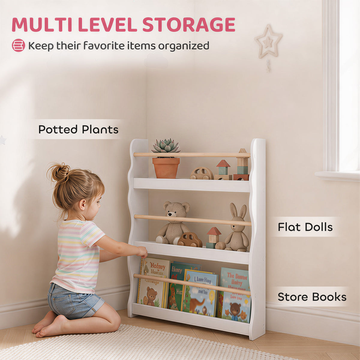 Bibliothèque murale pour enfants à 3 tablettes