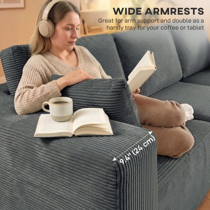 Sofa sectionnel modulaire 2-en-1 forme L en velours côtelé