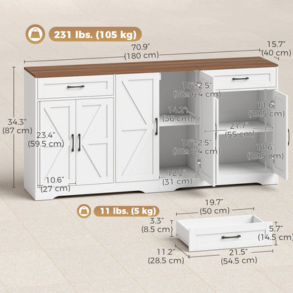 Buffet de salle à manger style champêtre 180 cm