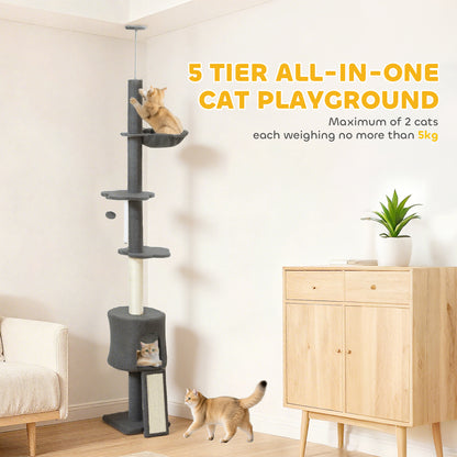 Arbre à chat hauteur réglable avec griffoirs et hamac