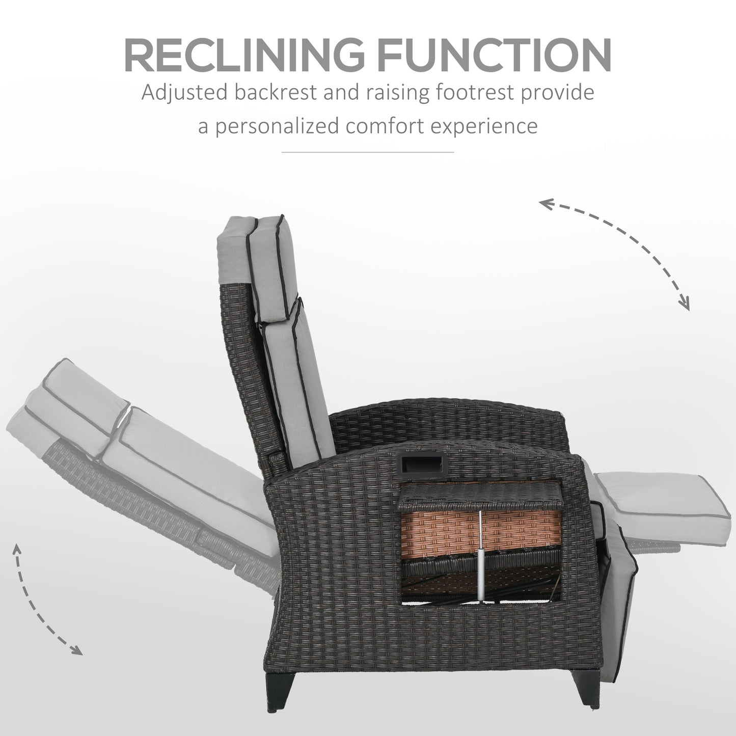Chaise longue inclinable rotin avec dossier ajustable