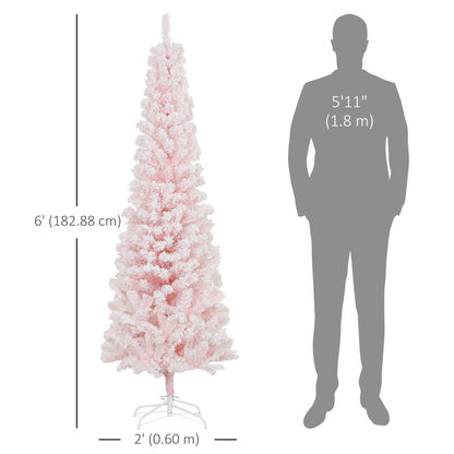 Sapin de Noël crayon enneigé pliable 183 cm
