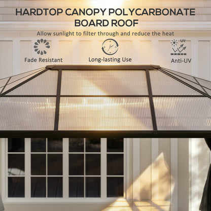 Gazebo à toit rigide polycarbonate 305 x 365 cm