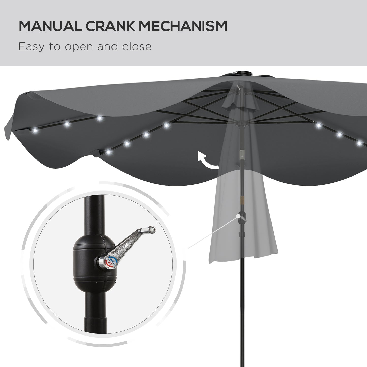 Parasol de patio solaire LED inclinable 10 x 10 pi