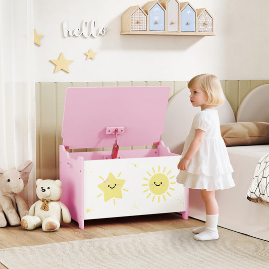 Coffre à jouets avec couvercle à charnière de sécurité