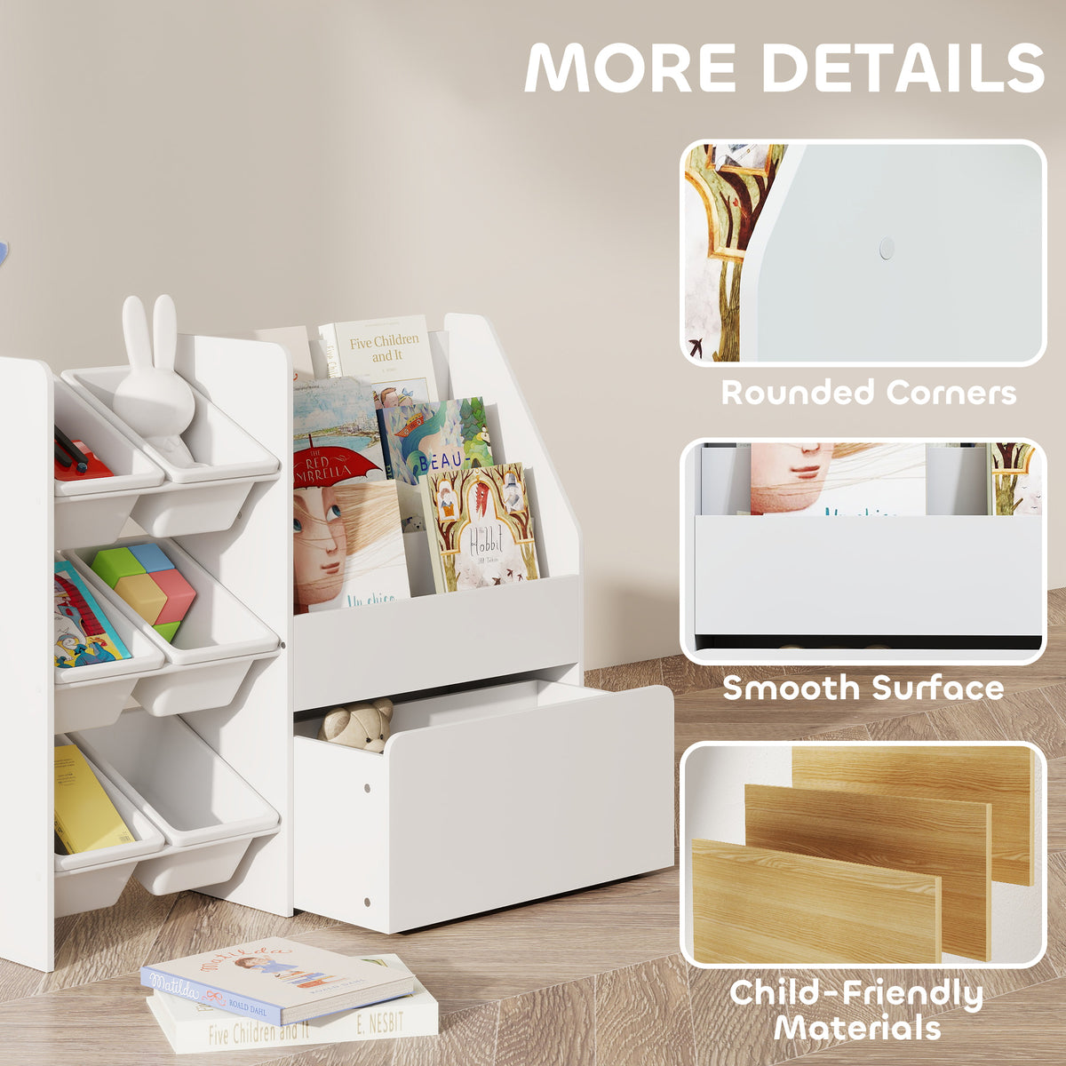 Rangement jouets enfants 3 étages 6 bacs