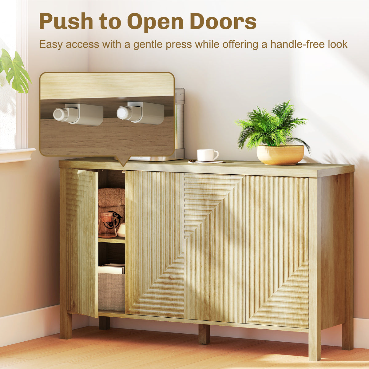 Meuble de buffet portes cannelées