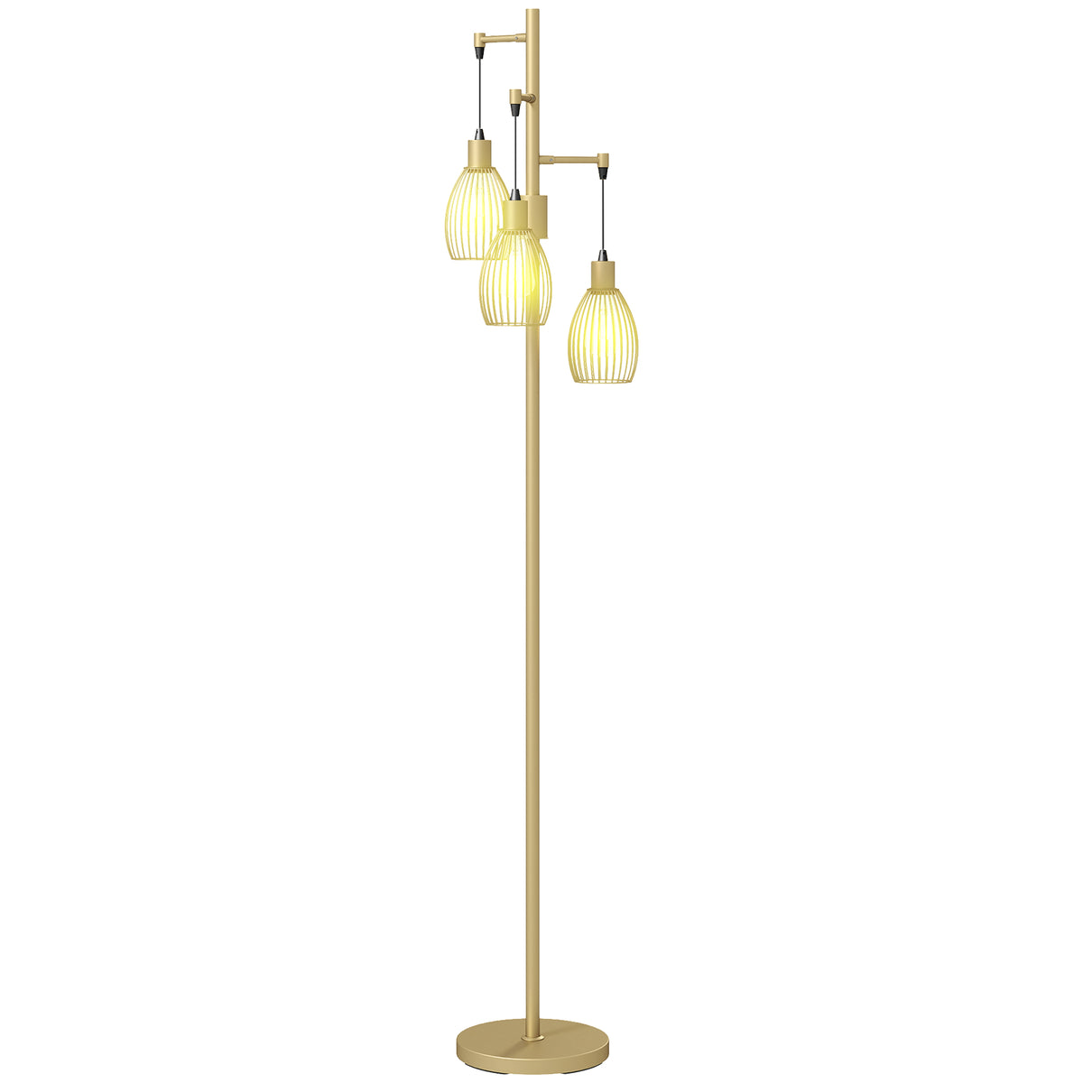 Lampadaire industriel 3 abat-jour suspendus, gradable