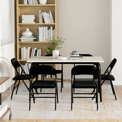 Chaises pliantes rembourrées en métal — ensemble de 6