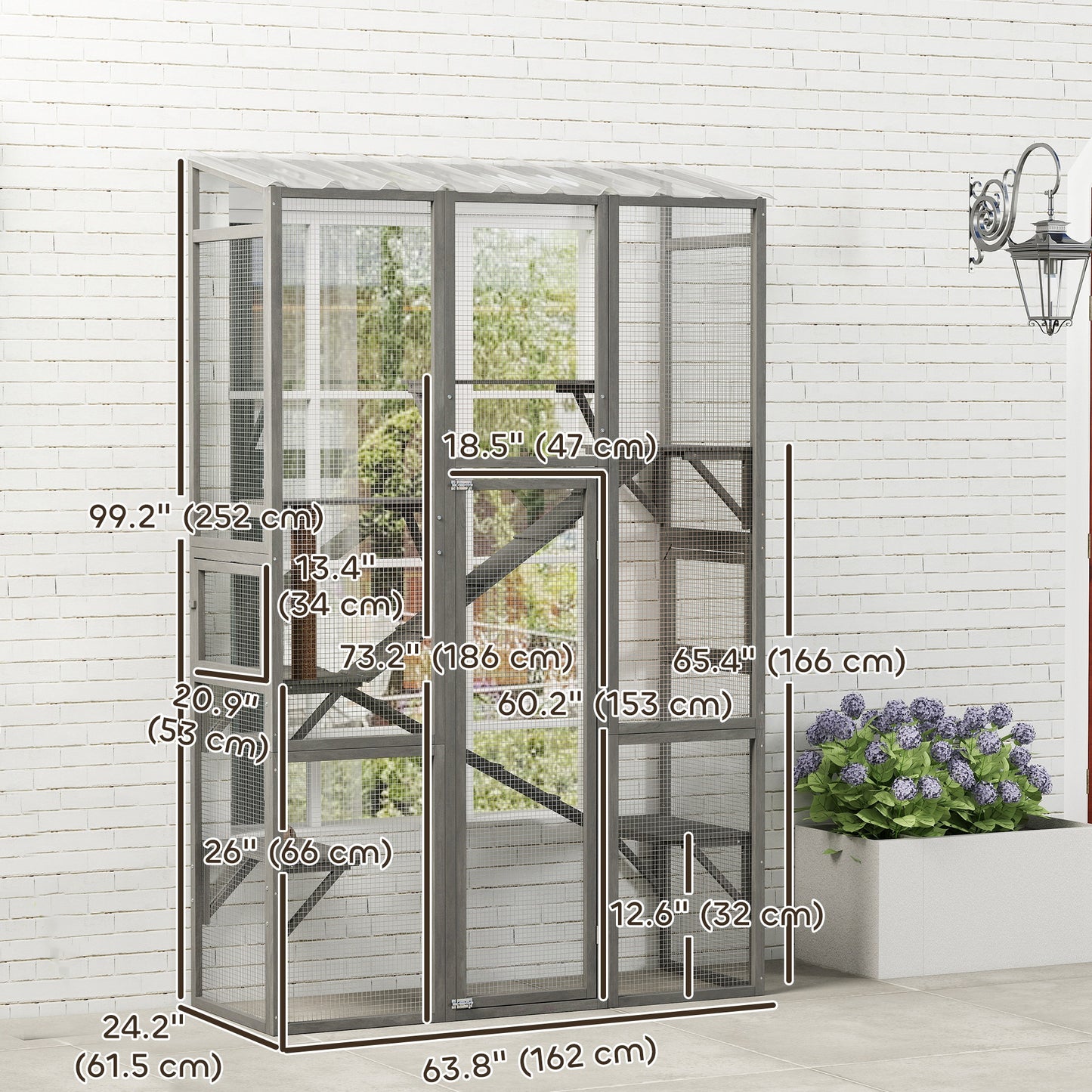 Enclos extérieur pour chat avec 6 plateformes de saut