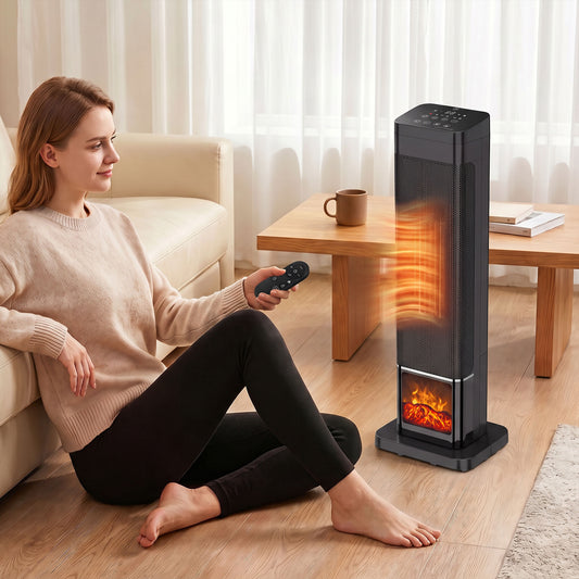 Chauffage tour en céramique effet flamme 1500W