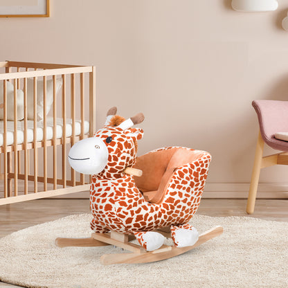 Cheval à bascule pour bébé girafe peluche