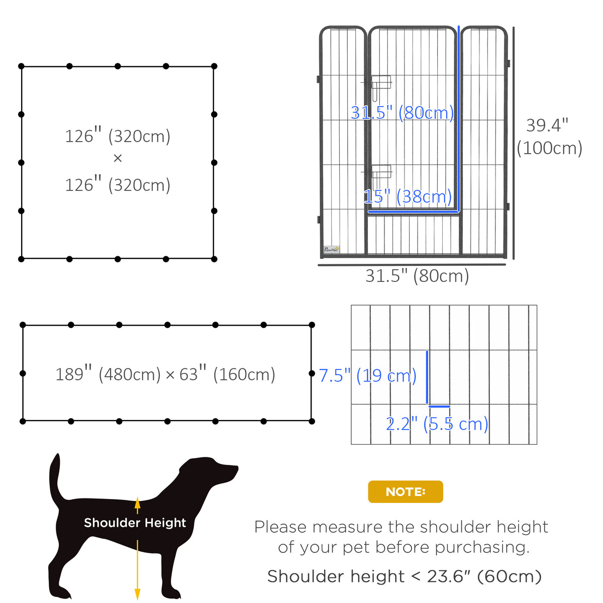 Parc pour chien 16 panneaux robuste — 99 cm